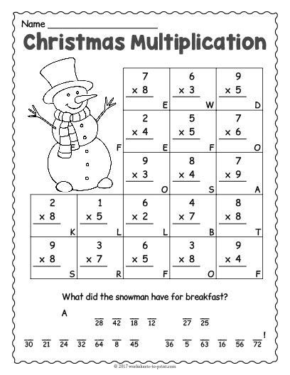 Free Printable Christmas Math Worksheets For 3rd Grade